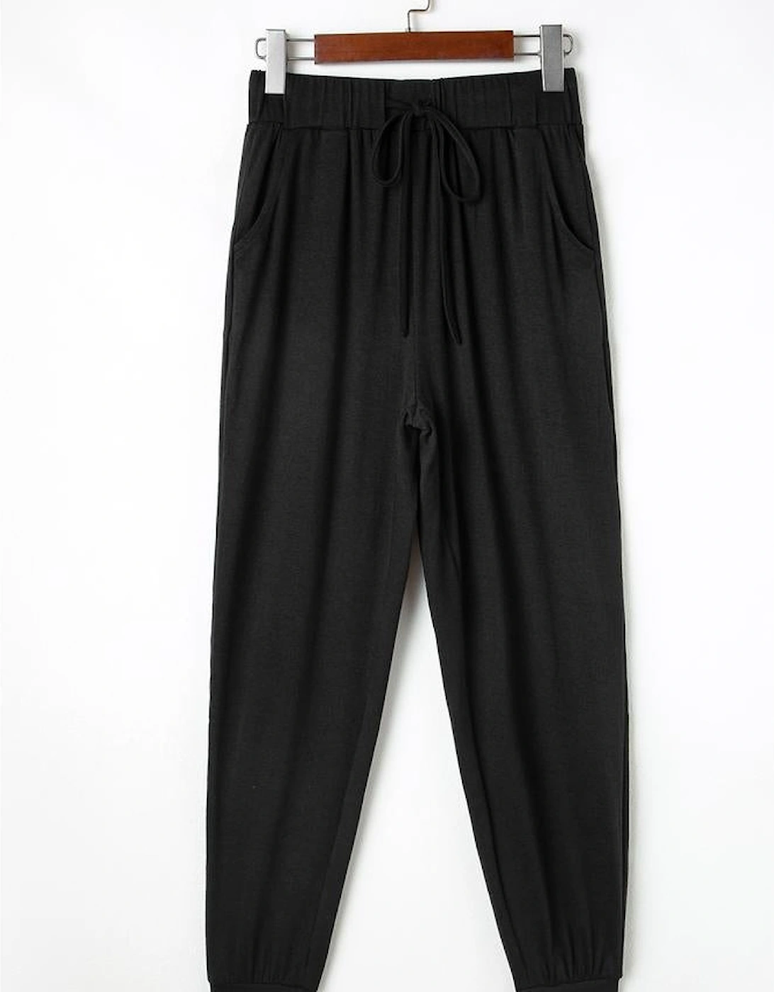 Black Split Long Cardigan and Skinny Pants Lounge Set