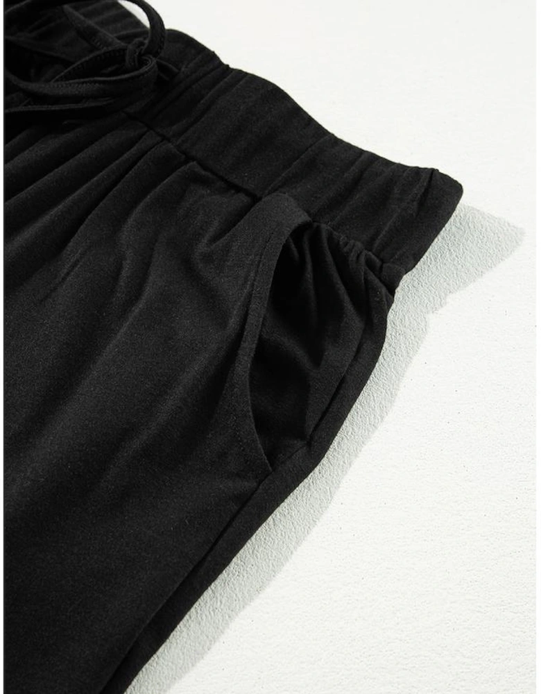 Black Split Long Cardigan and Skinny Pants Lounge Set