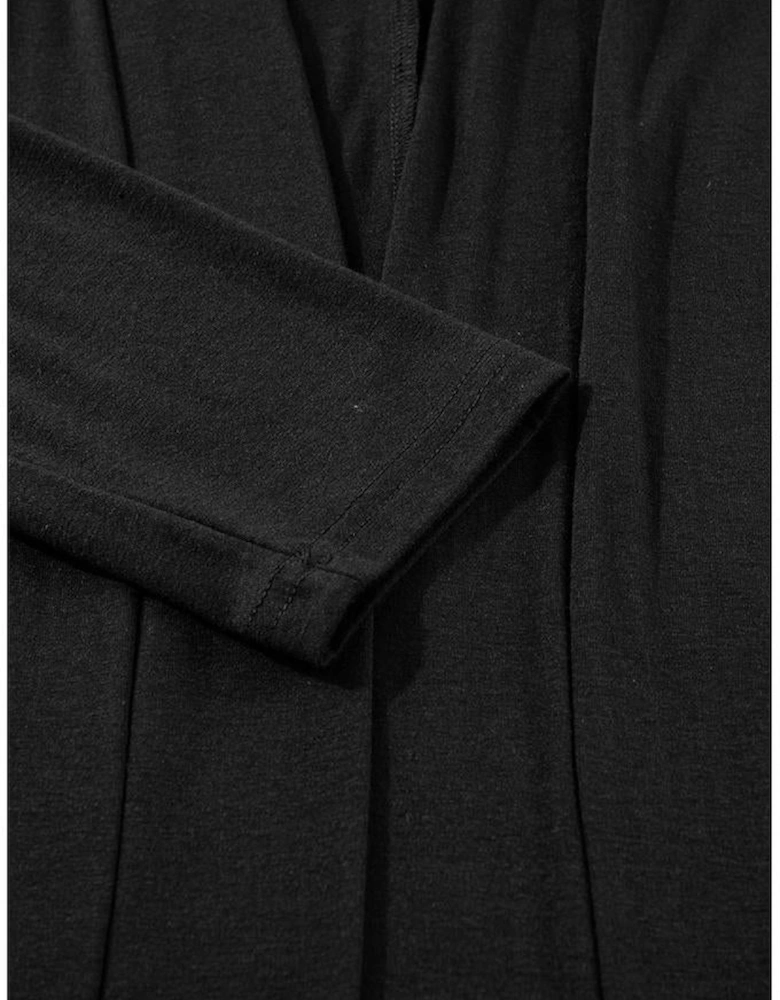 Black Split Long Cardigan and Skinny Pants Lounge Set