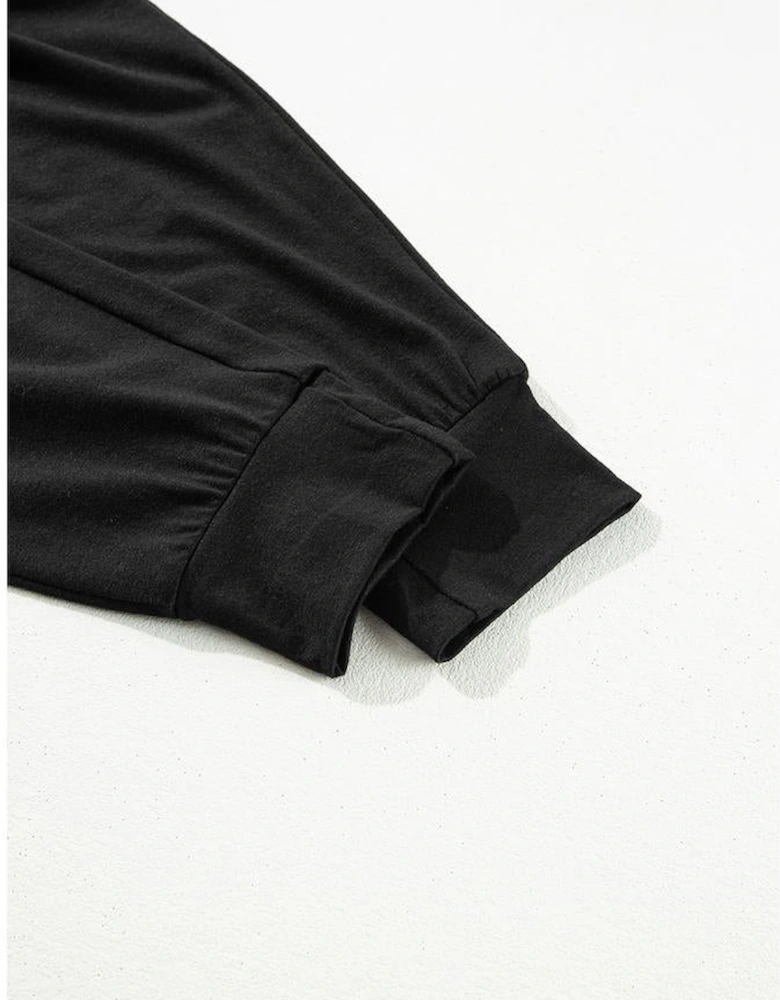 Black Split Long Cardigan and Skinny Pants Lounge Set