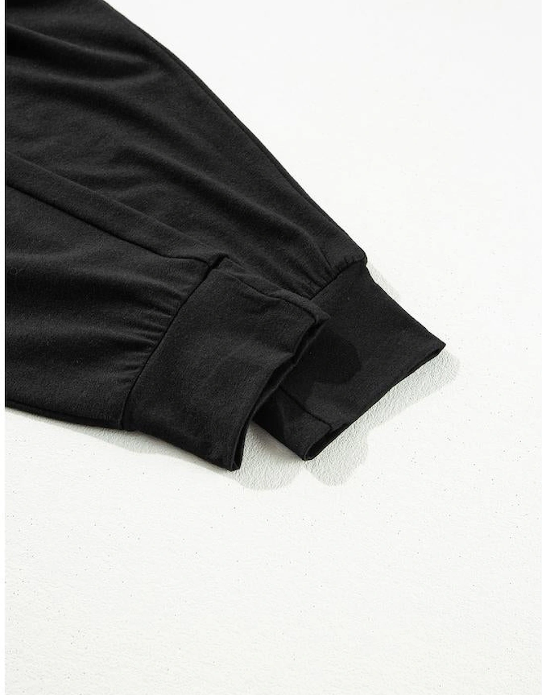 Black Split Long Cardigan and Skinny Pants Lounge Set