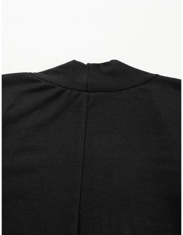 Black Split Long Cardigan and Skinny Pants Lounge Set