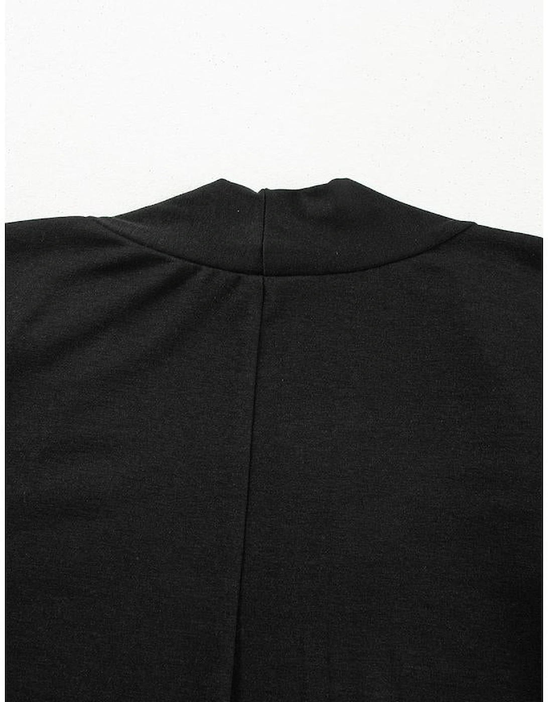 Black Split Long Cardigan and Skinny Pants Lounge Set