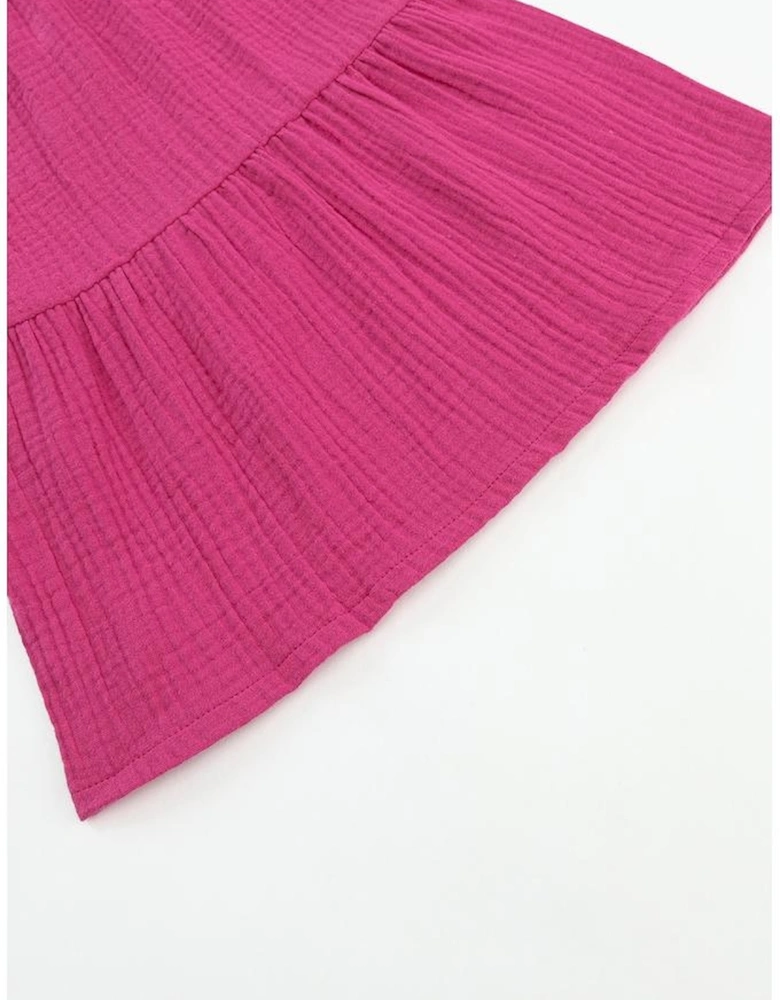 Rose Textured High Waist Ruffled Bell Bottom Pants