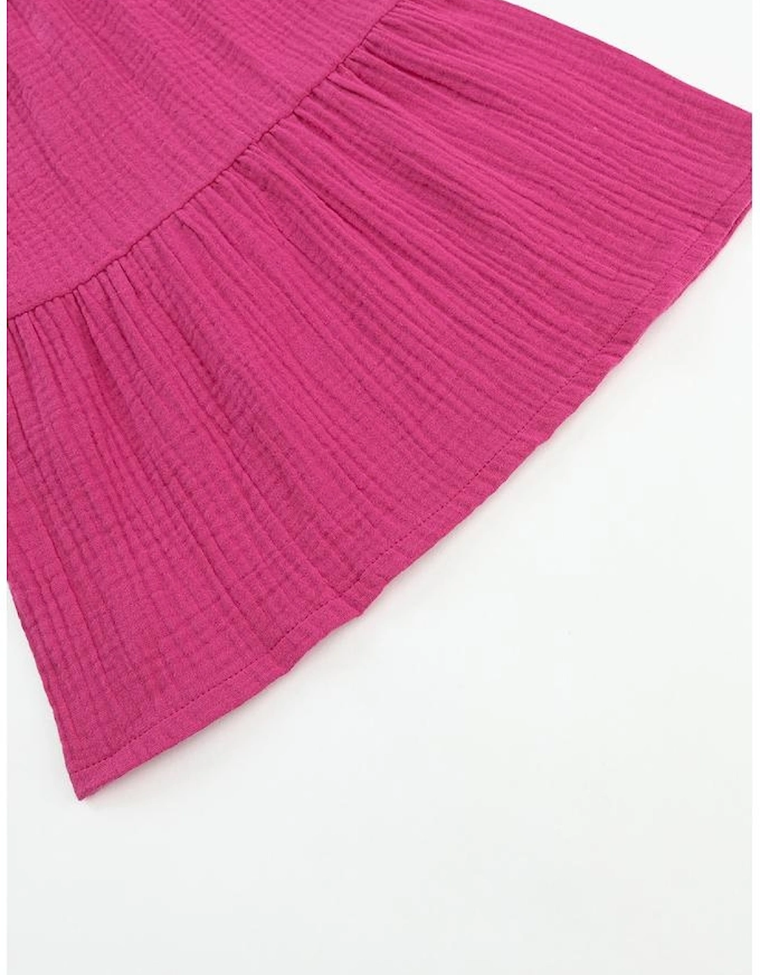 Rose Textured High Waist Ruffled Bell Bottom Pants