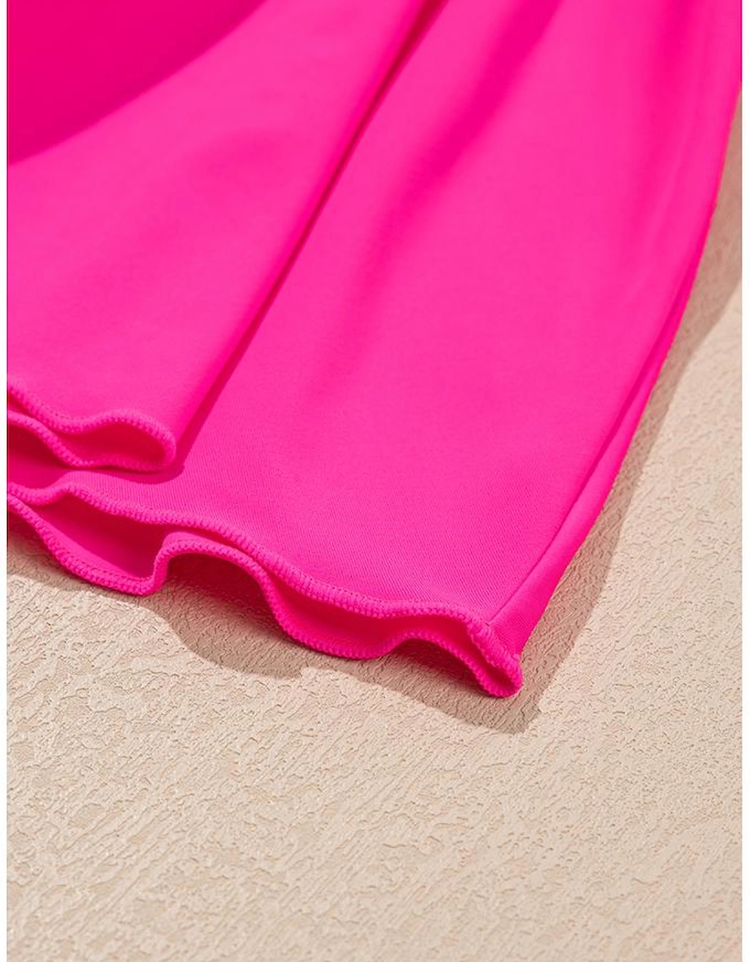 Rose V Neck Ruffled Hem Floral Bottom Tankini Set