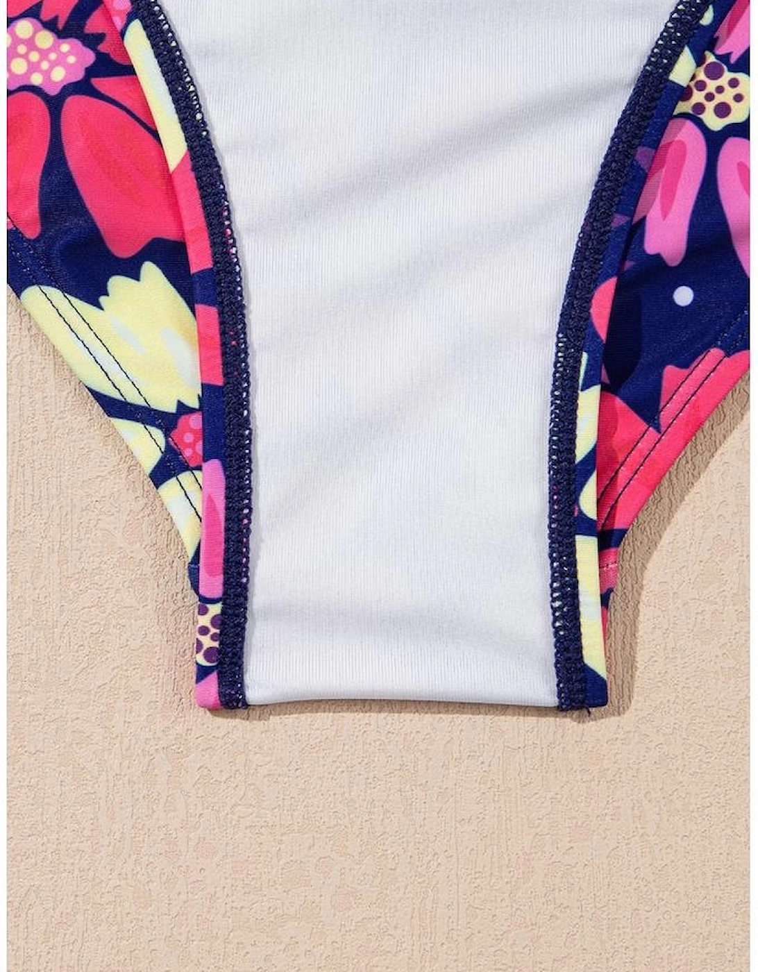 Rose V Neck Ruffled Hem Floral Bottom Tankini Set