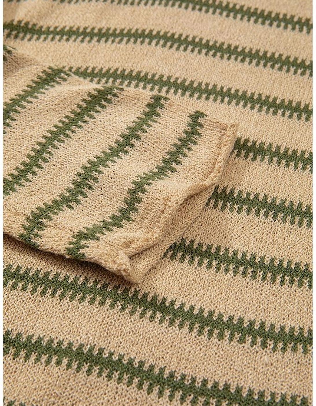 Khaki Stripe Drop Shoulder Casual Sweater