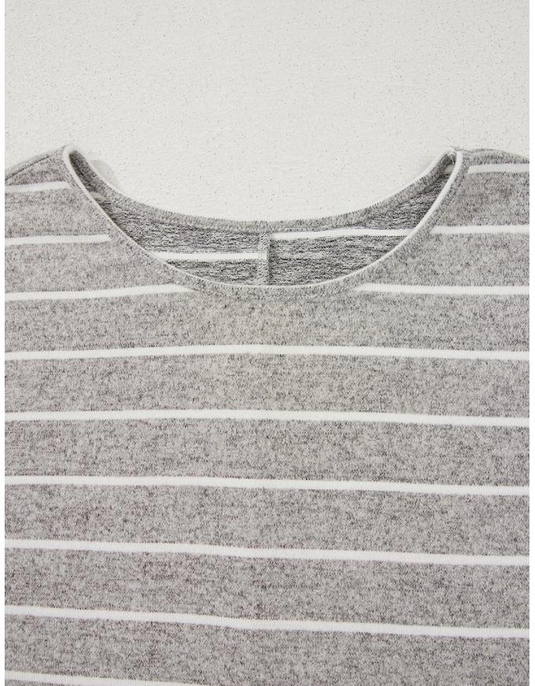 Gray Stripe Dolman Sleeve Drop Shoulder Top