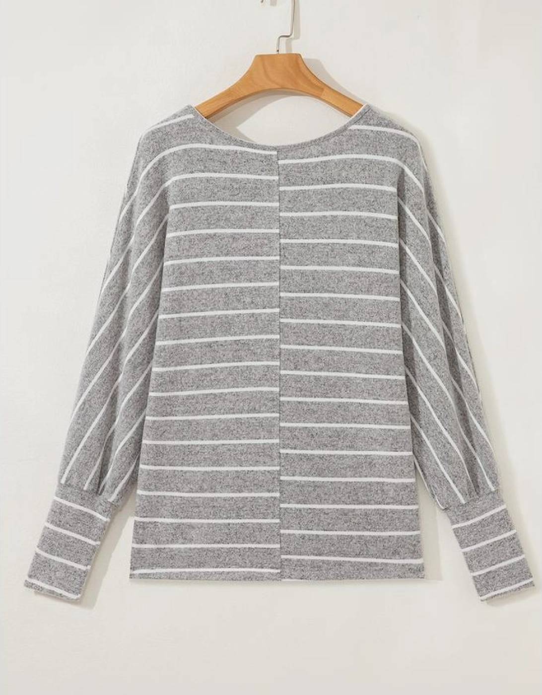 Gray Stripe Dolman Sleeve Drop Shoulder Top