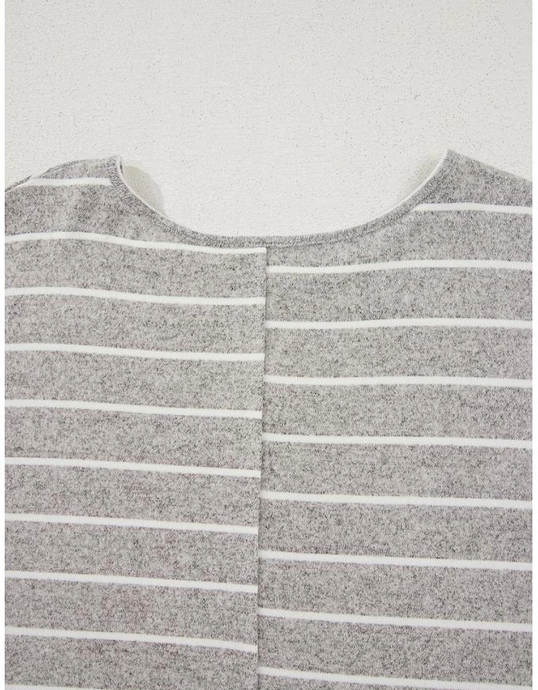 Gray Stripe Dolman Sleeve Drop Shoulder Top