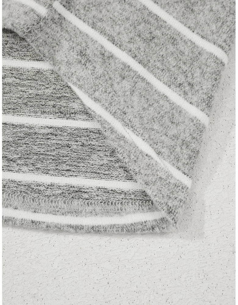 Gray Stripe Dolman Sleeve Drop Shoulder Top