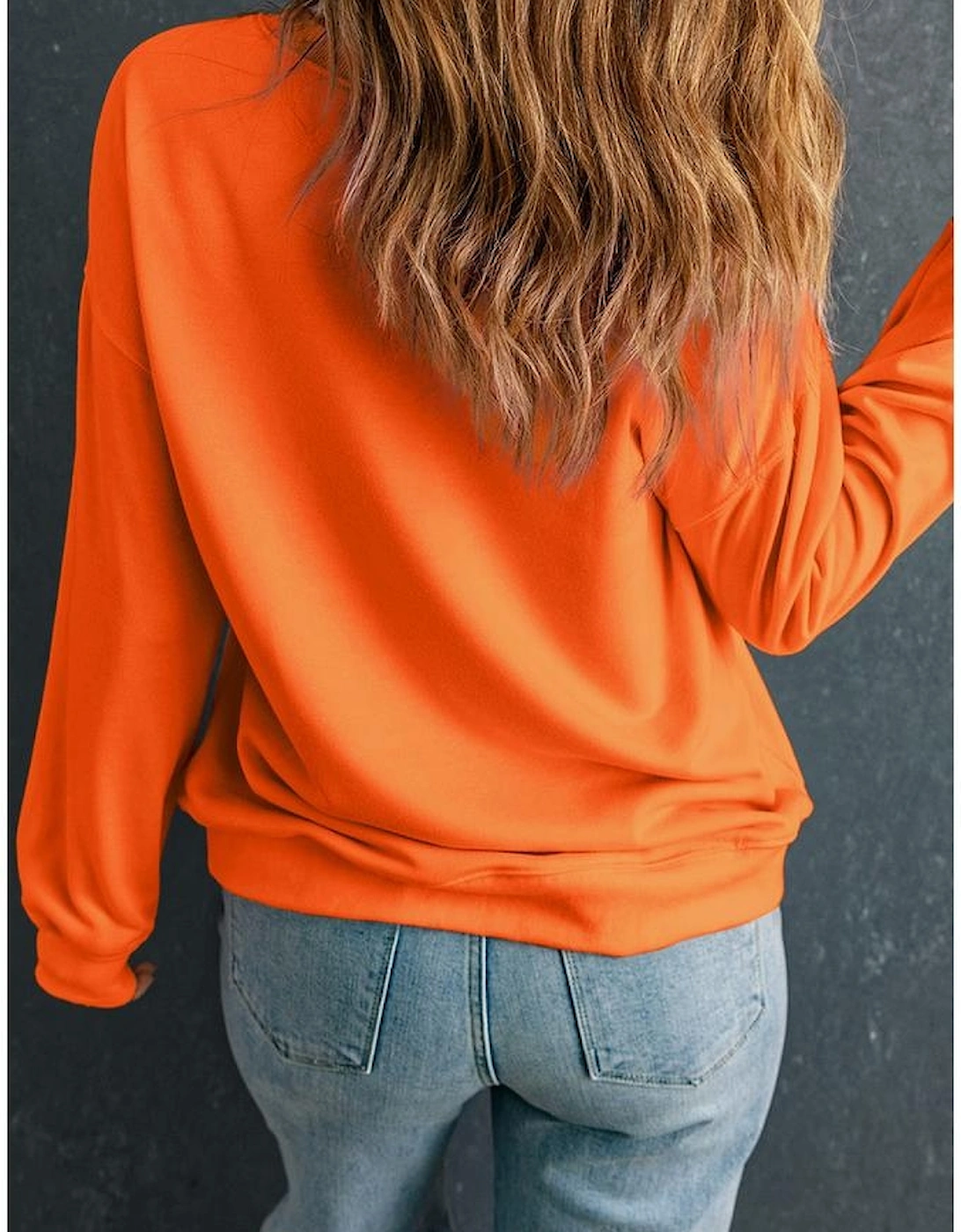 Orange Rhinestone game day Pattern Drop Shoulder Sweatshirt, 5 of 4