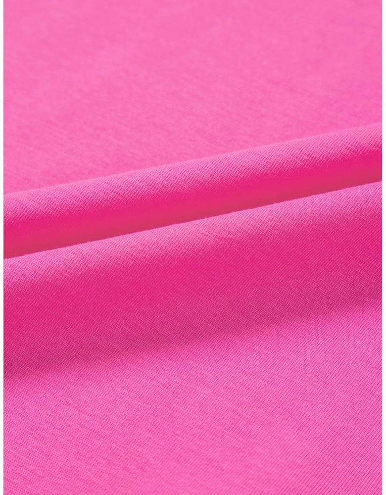 Pink Contrast Trim Collared Split Neck Short Sleeve Plus Size Top