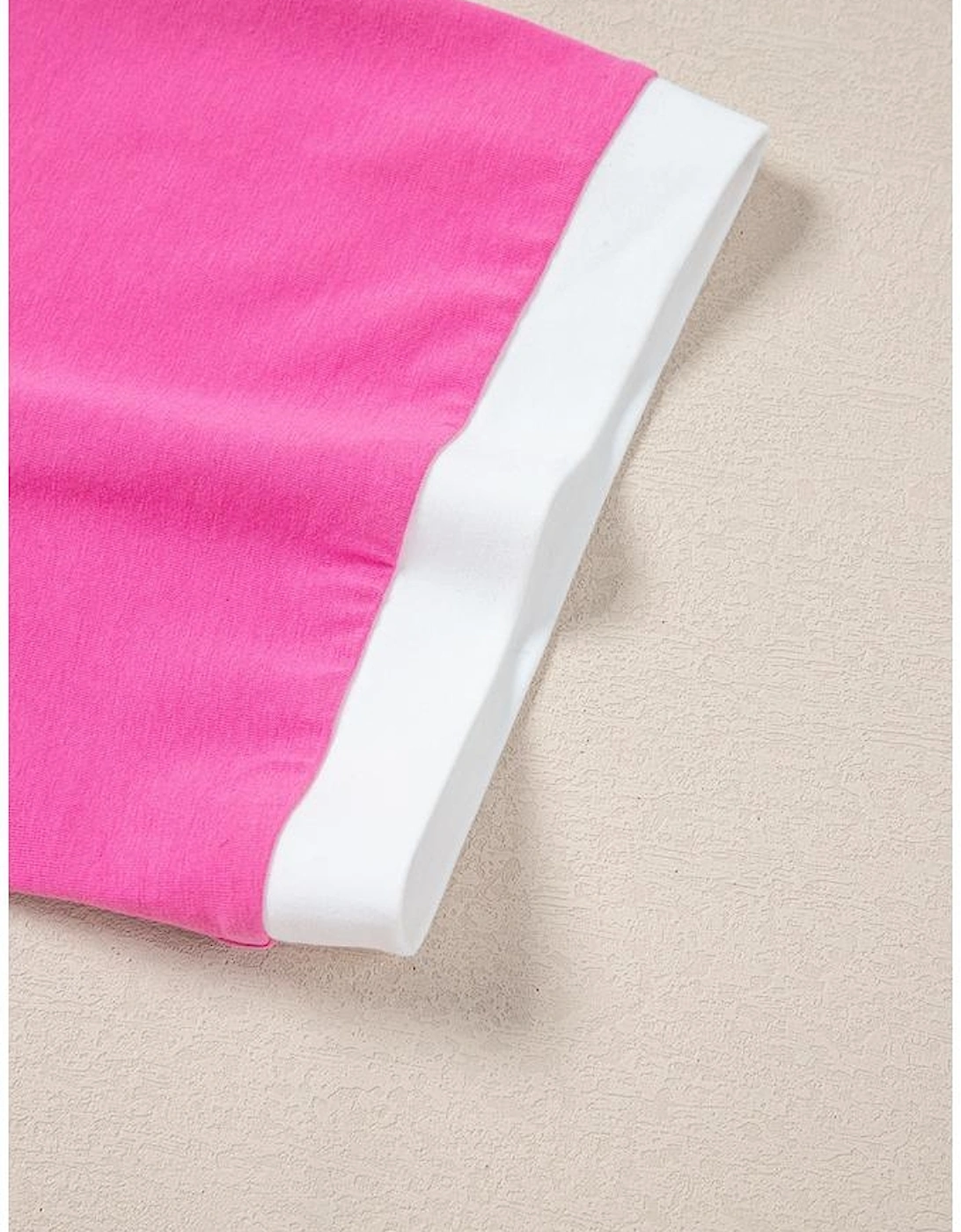 Pink Contrast Trim Collared Split Neck Short Sleeve Plus Size Top