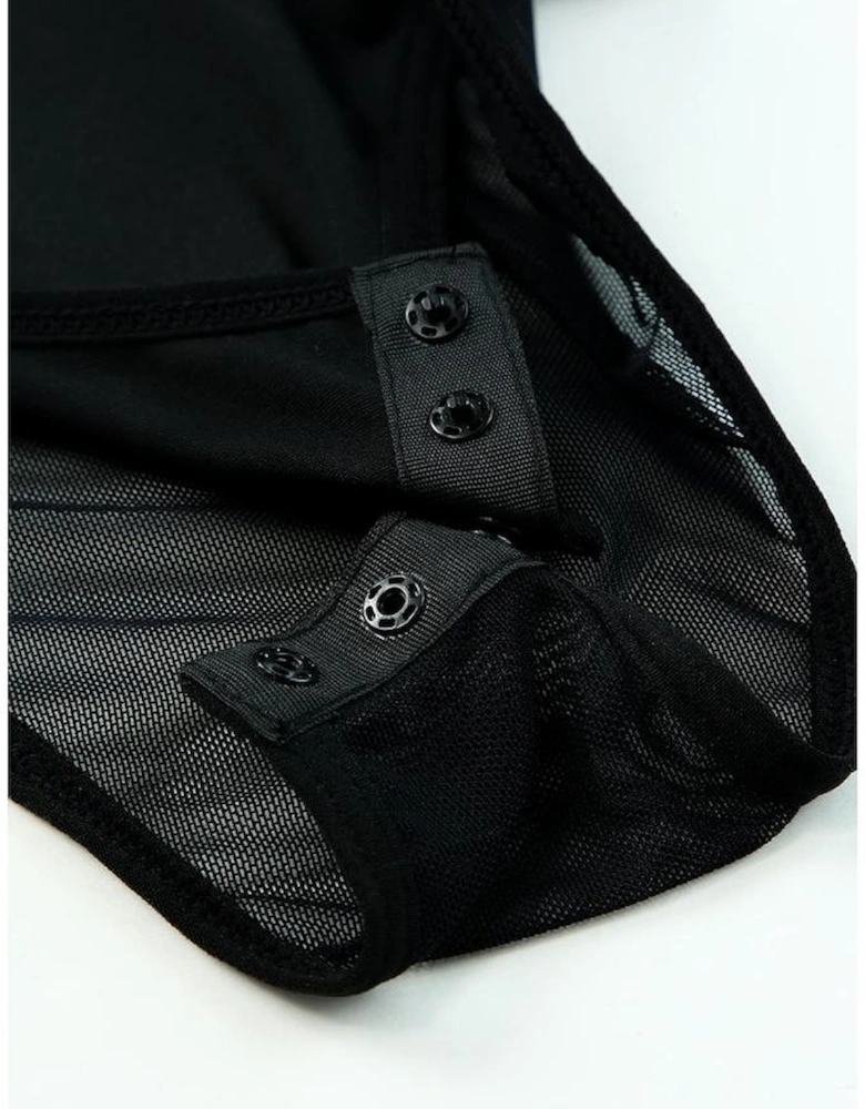 Black High Neck Sleeveless Diamante Bodysuit