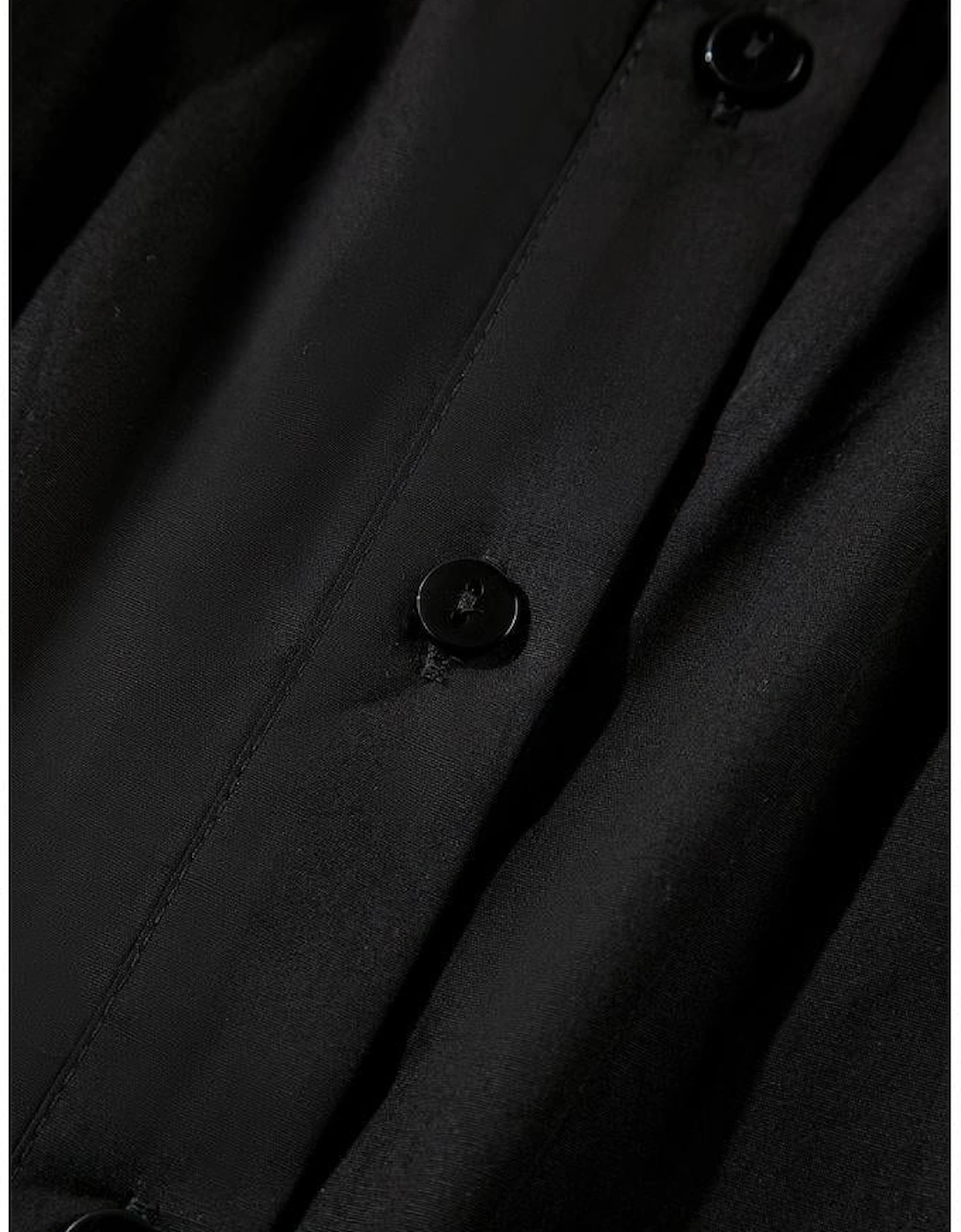 Black Frilly Puff Sleeve Stylish Collared Shirt