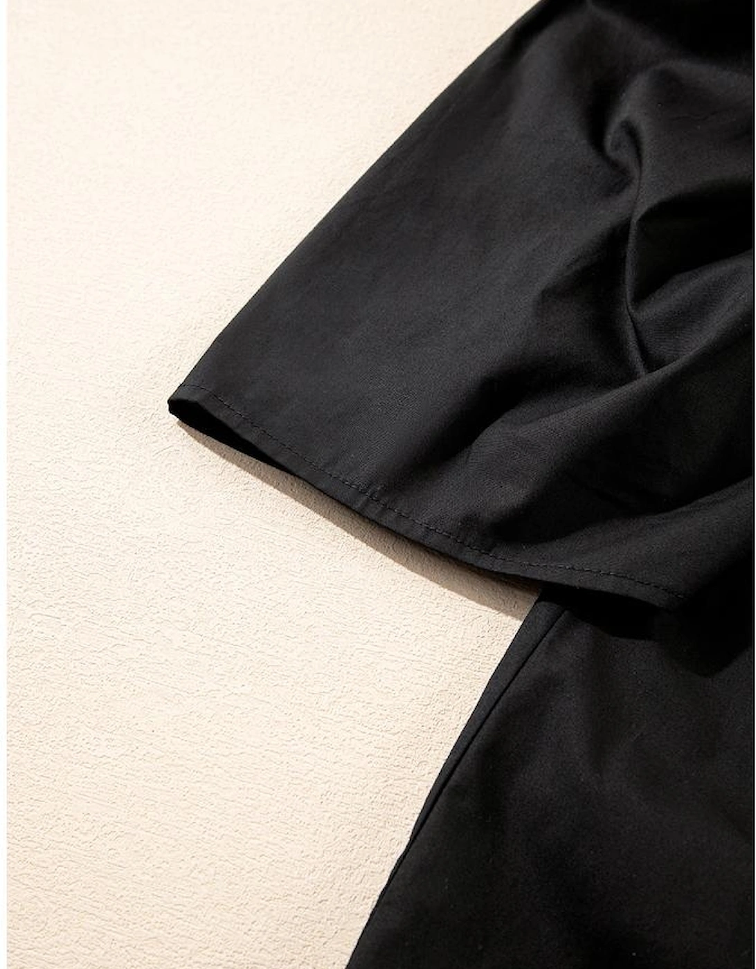 Black Frilly Puff Sleeve Stylish Collared Shirt