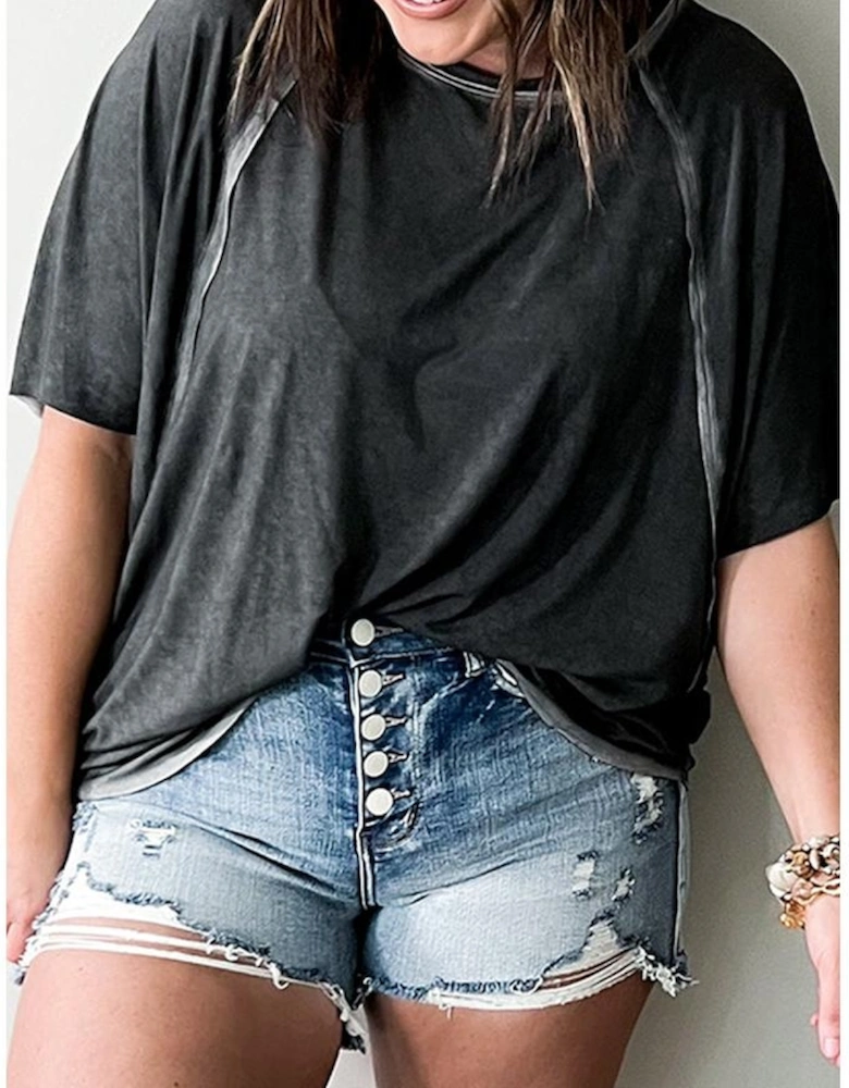 Azura Exchange Raglan Sleeve Plus Size T-Shirt with Exposed Seams