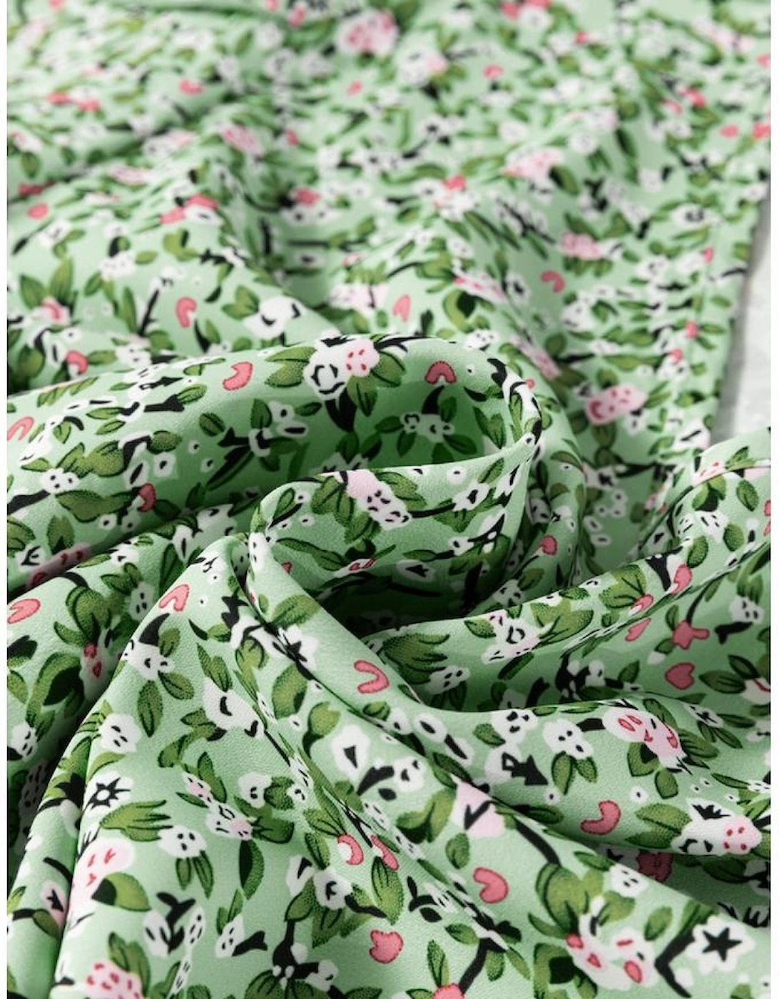 Green Boho Floral V Neck Wrap Short Sleeve Blouse