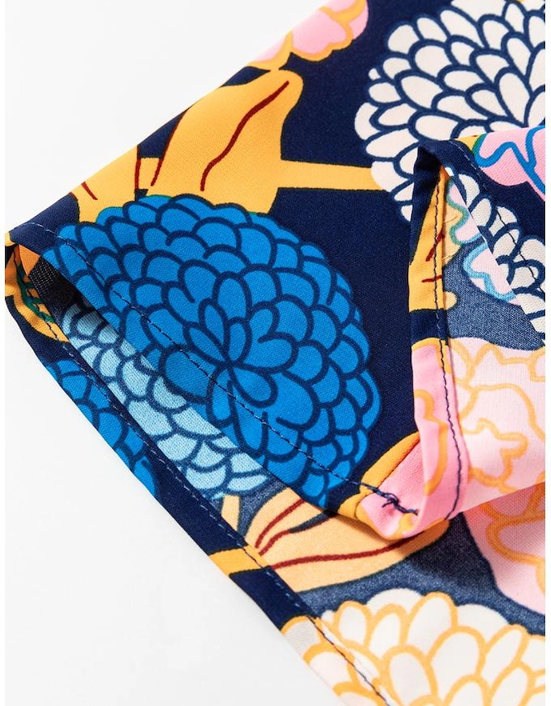 Navy Blue Hydrangea Floral Print Bishop Sleeve V Neck Shift Dress, 12 of 11