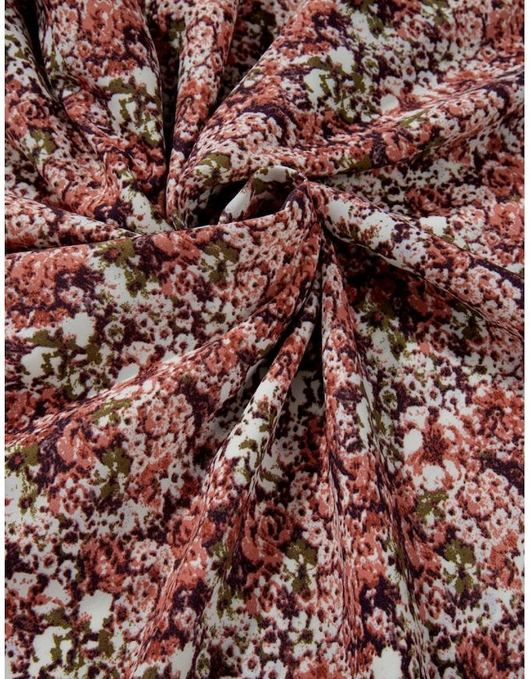 Brown Floral Print Split Front Tiered Frilled V Neck Midi Dress