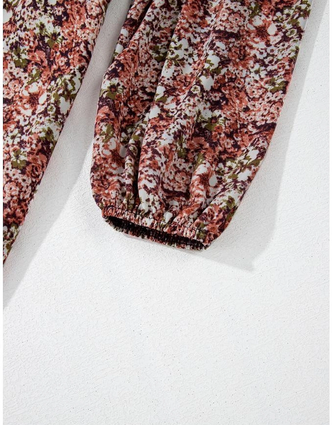 Brown Floral Print Split Front Tiered Frilled V Neck Midi Dress