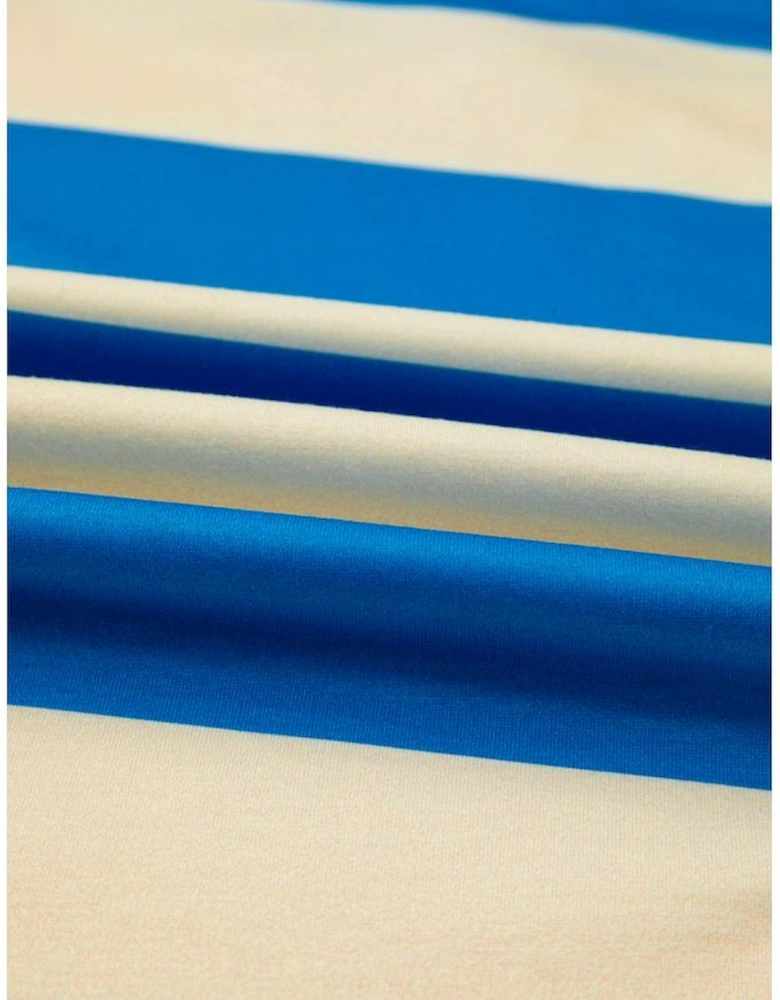 Blue Stripe Floral Color Block Drop Shoulder Plus Size Pullover Top