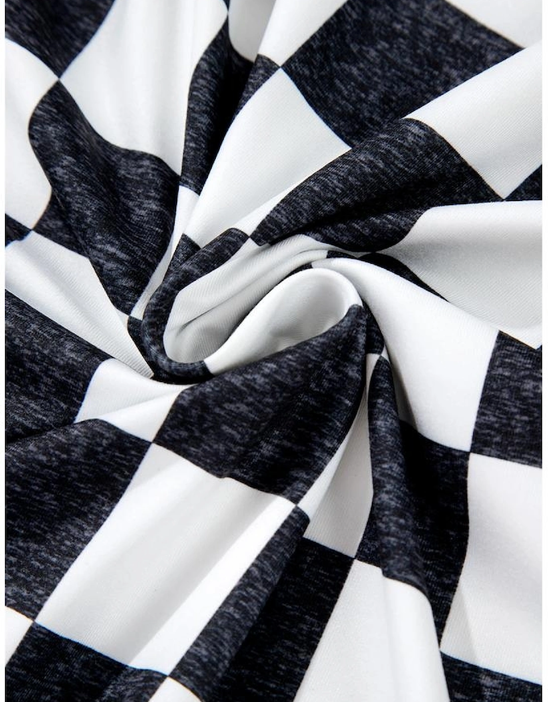 White Checkered Print Side Slit High Waist Midi Skirt