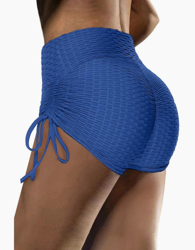 Blue Butt Lifting High Waist Yoga Shorts
