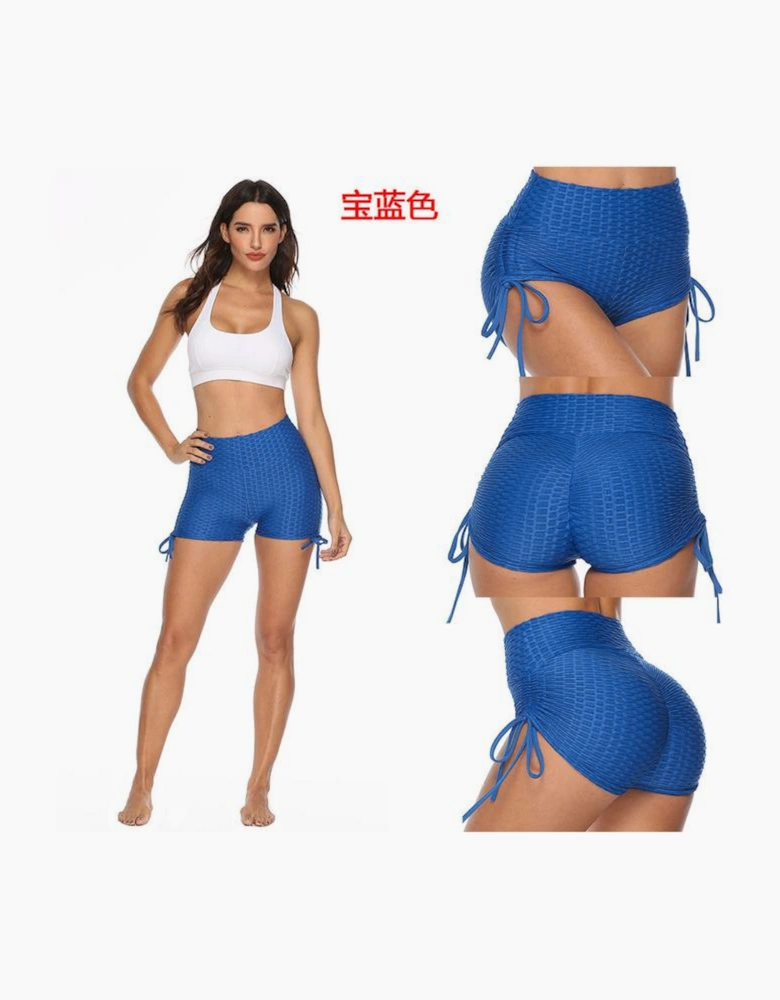 Blue Butt Lifting High Waist Yoga Shorts
