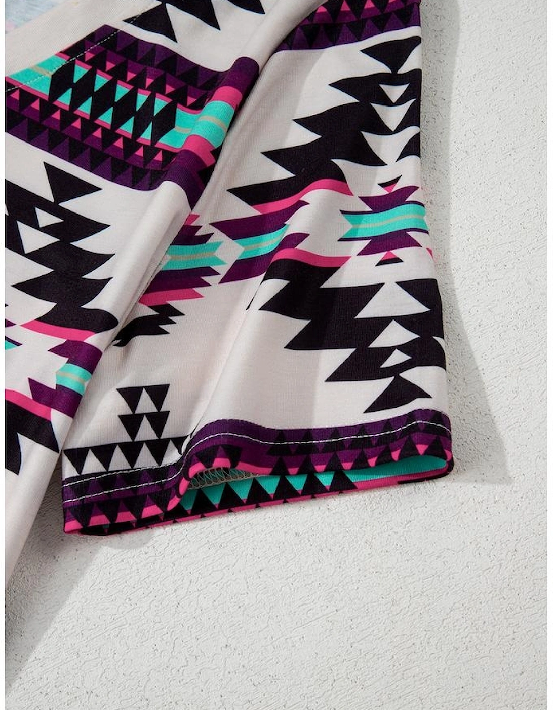 Beige Western Aztec Printed Long T-shirt Dress