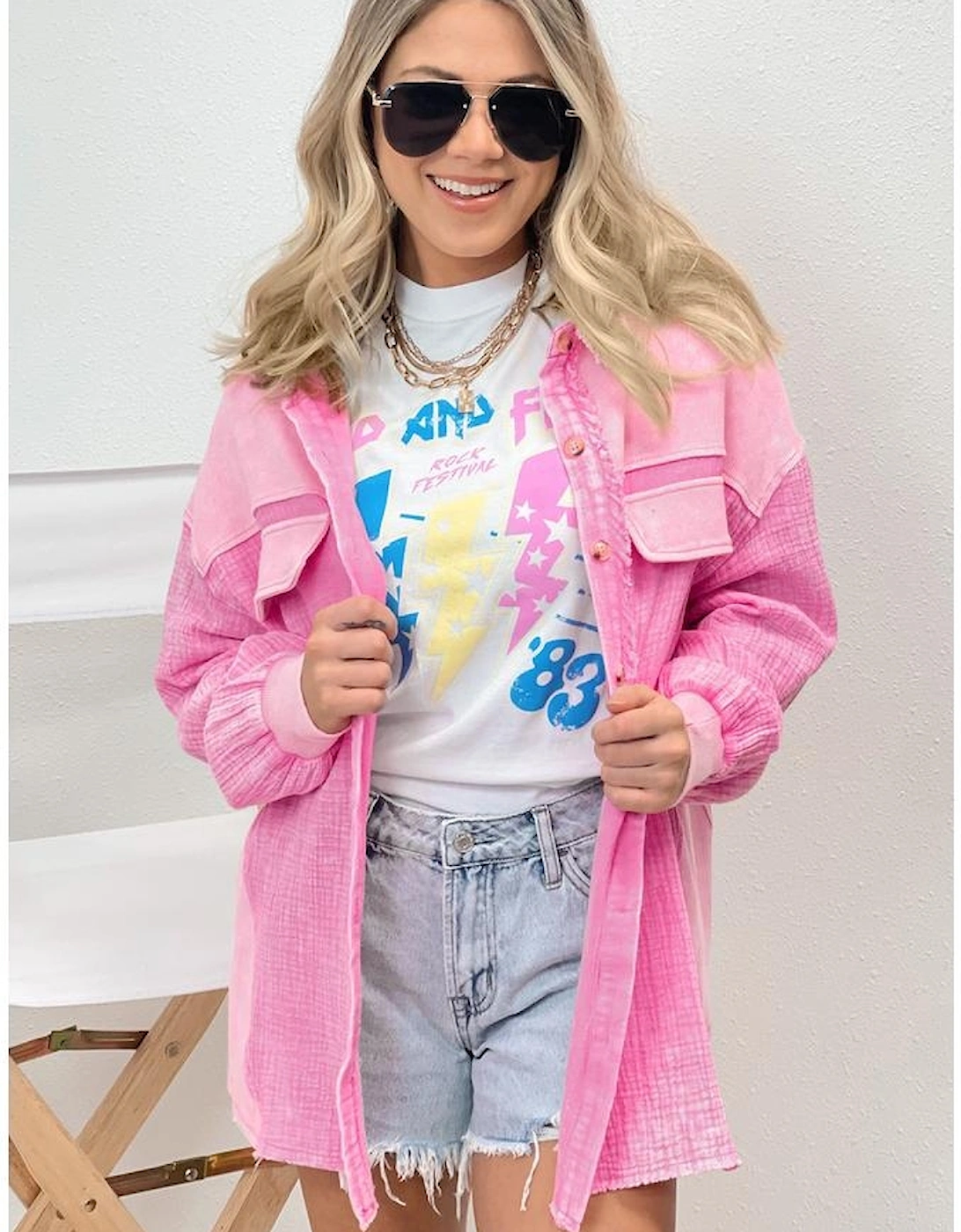 Rose Mineral Washed Cotton Shacket