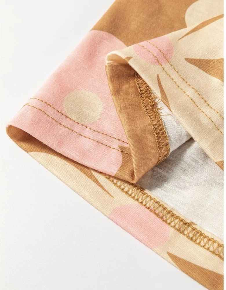 Khaki Floral Print Sleeveless Button up Wide Leg Loose Jumpsuit