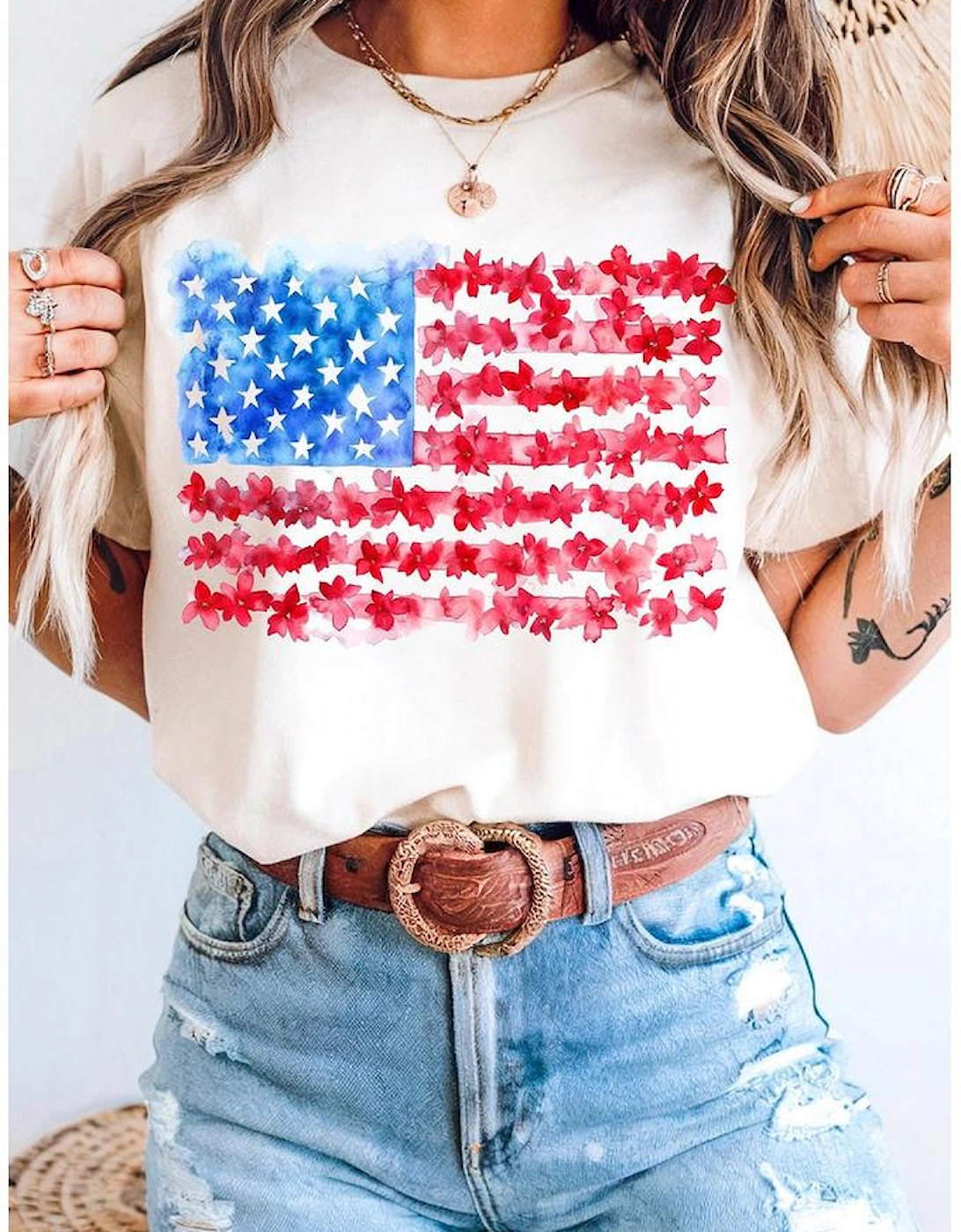 White Flag Graphic Crew Neck Tee