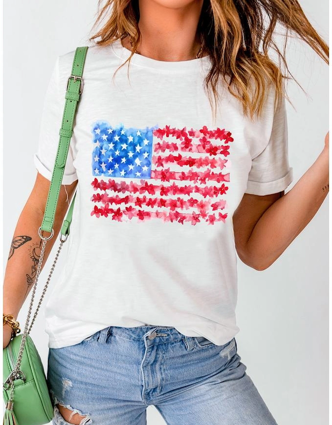 White Flag Graphic Crew Neck Tee