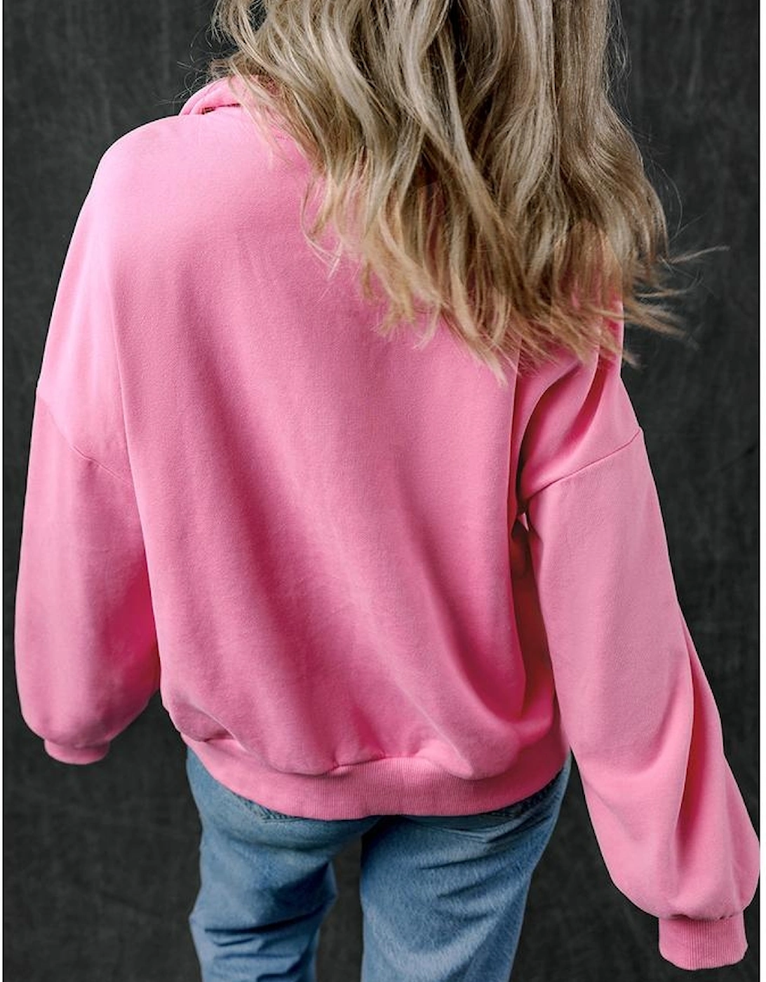 Bonbon Zip-up Stand Neck Kangaroo Pocket Sweatshirt