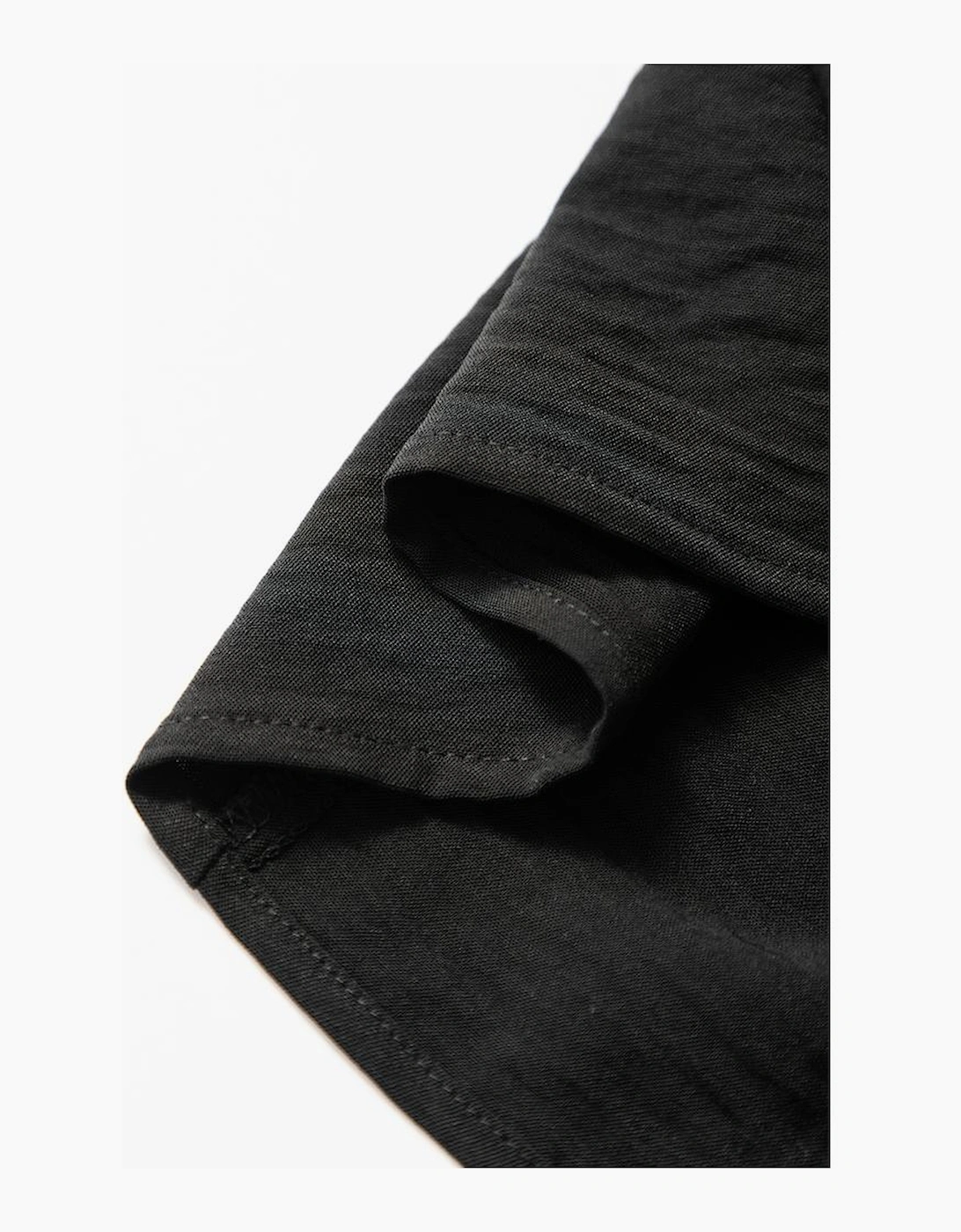 Black Ruffle Short Sleeve Shirred Peplum Top