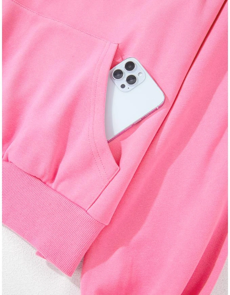 Bonbon Zip-up Stand Neck Kangaroo Pocket Sweatshirt