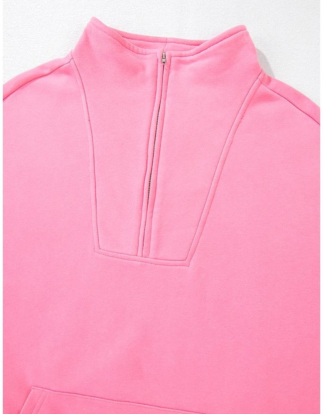 Bonbon Zip-up Stand Neck Kangaroo Pocket Sweatshirt