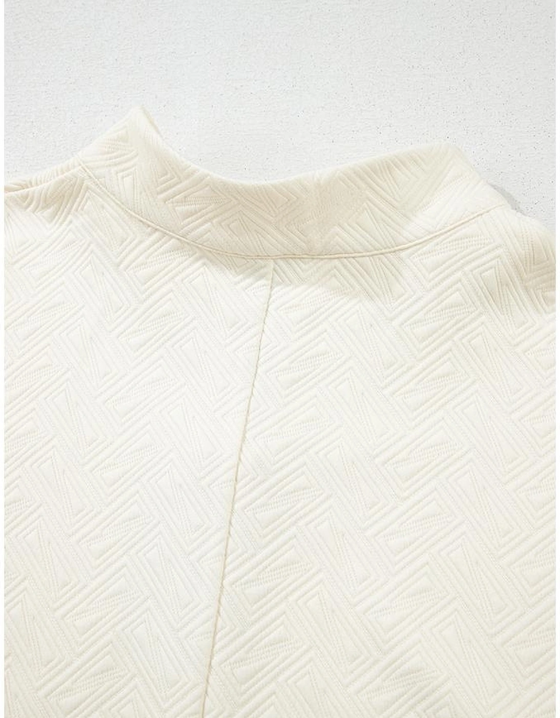 White Varsity Half Zip Textured Plus Size Top