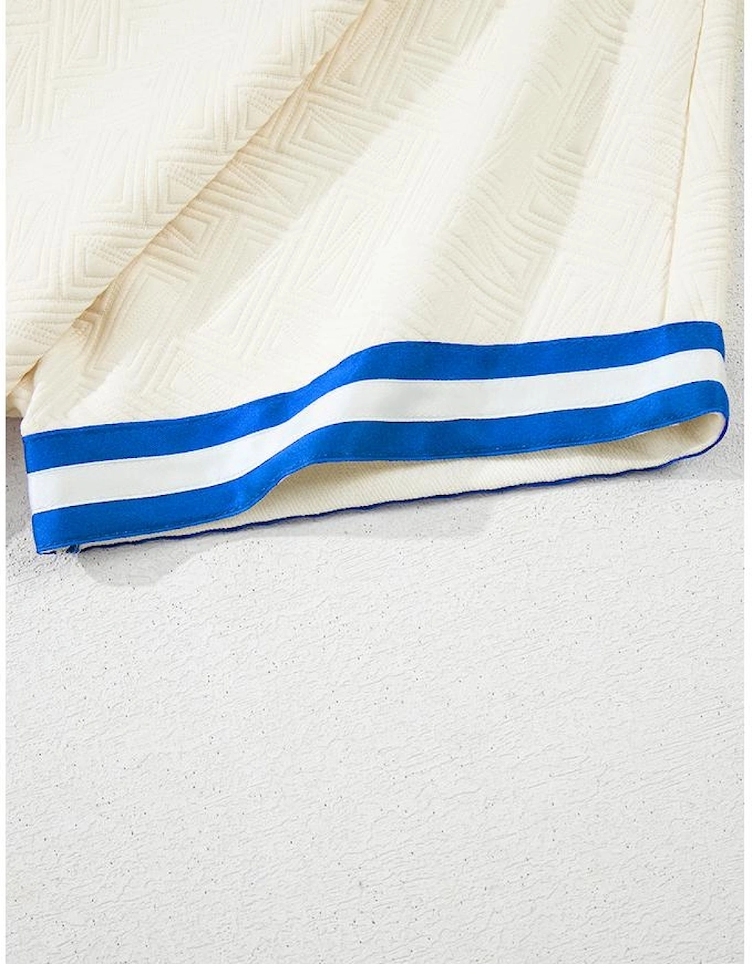 White Varsity Half Zip Textured Plus Size Top