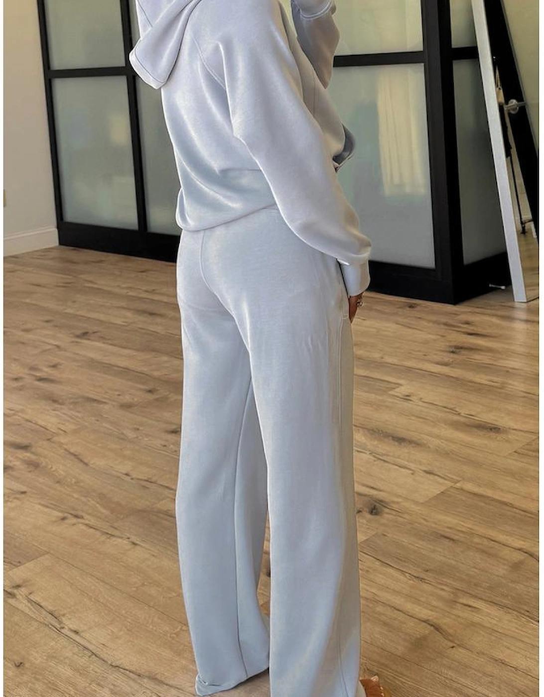 Beau Blue Half Zip Thumbhole Sleeve Hoodie Active Pants 2pcs Outfit, 4 of 3