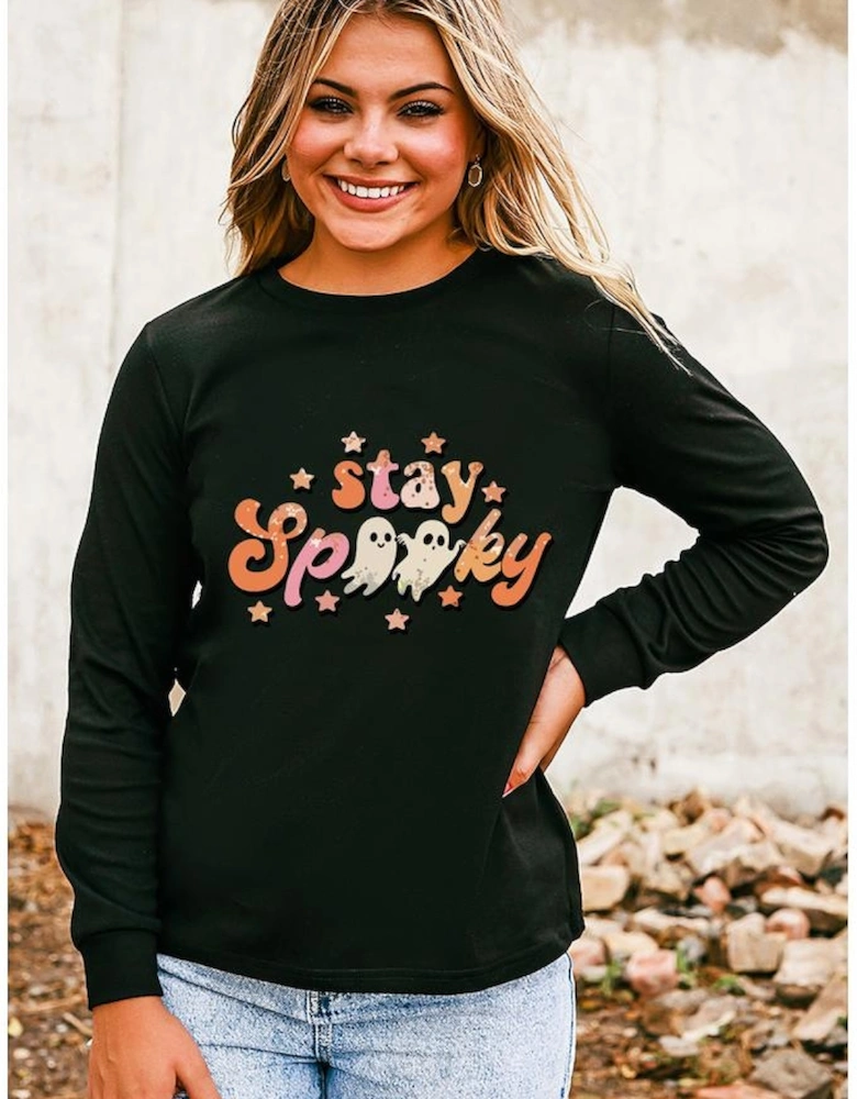 Black Halloween stay Spooky Graphic Sweatshirt