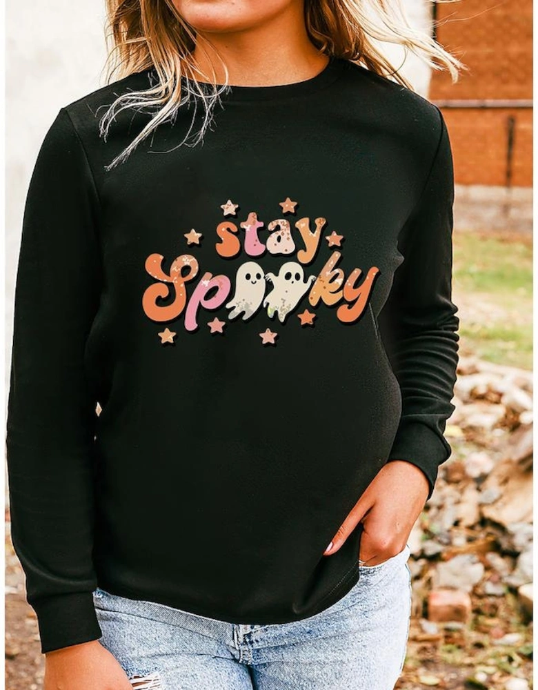 Black Halloween stay Spooky Graphic Sweatshirt