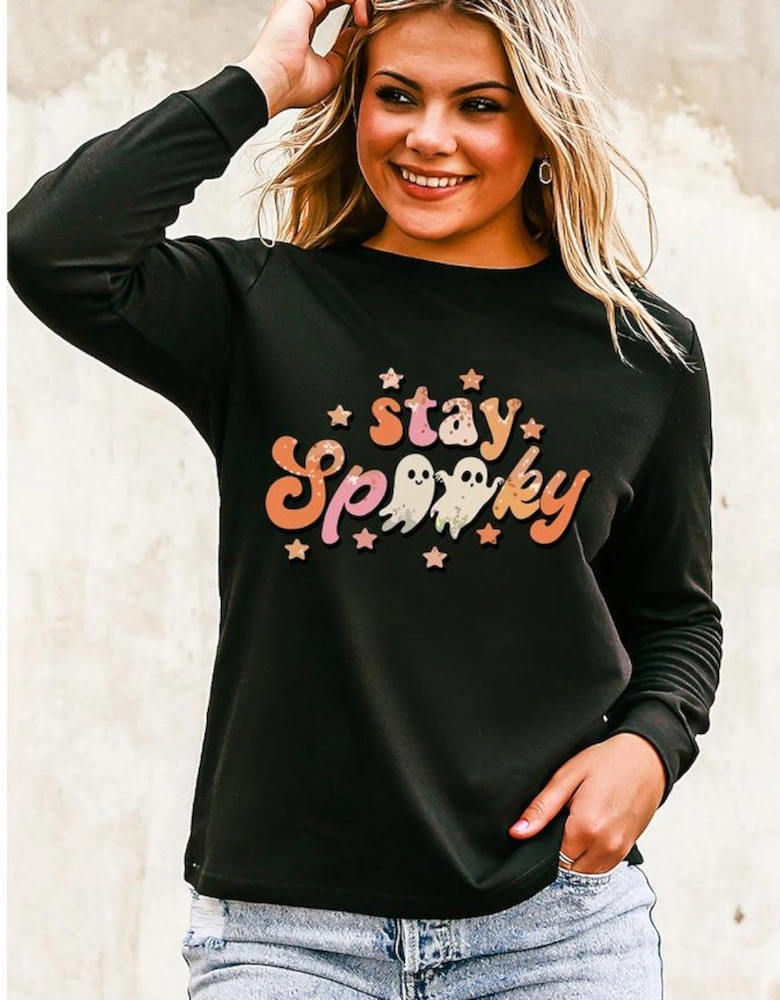 Black Halloween stay Spooky Graphic Sweatshirt