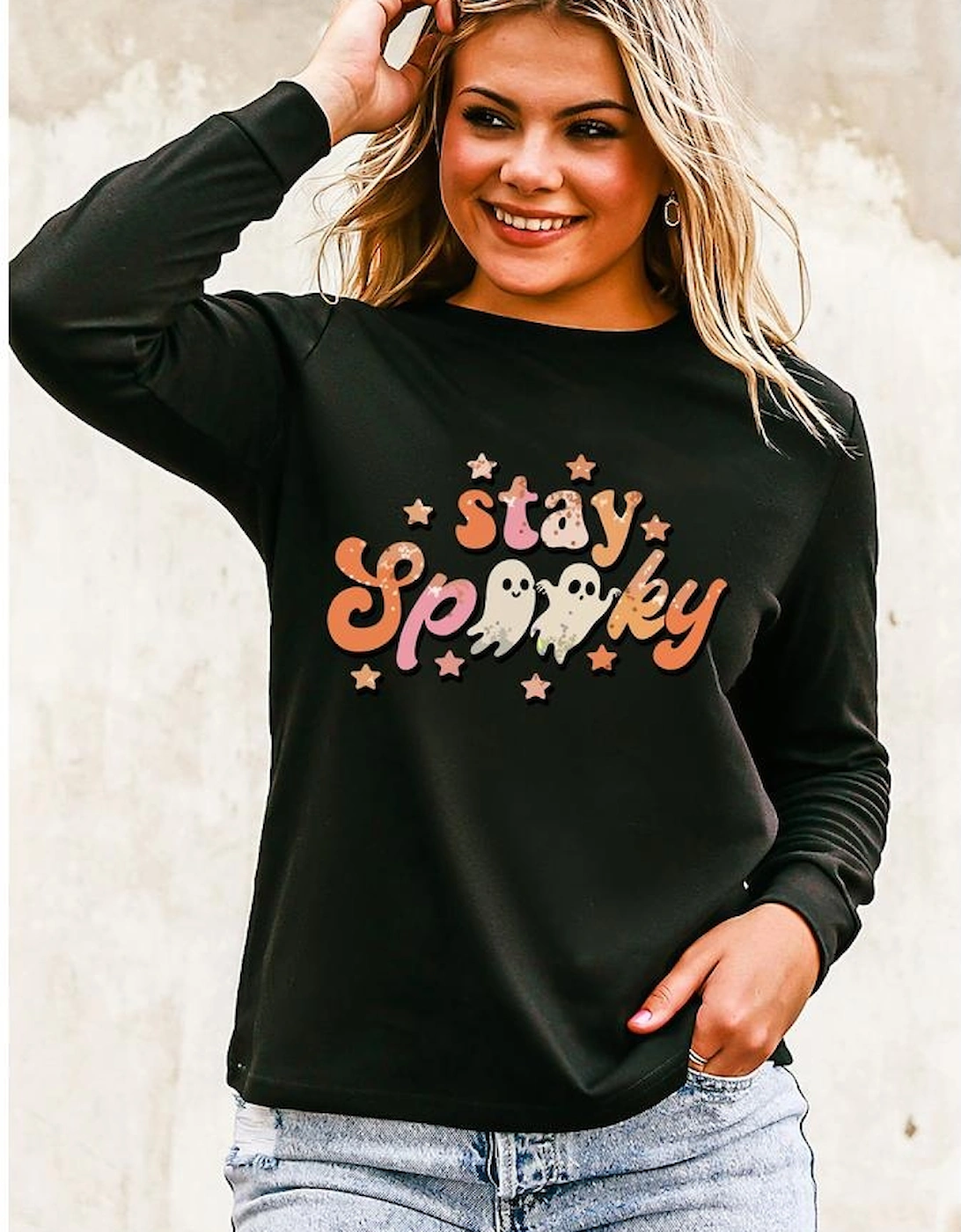 Black Halloween stay Spooky Graphic Sweatshirt