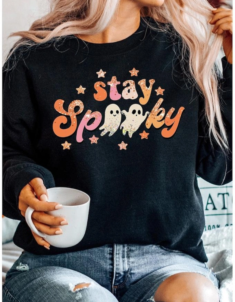 Black Halloween stay Spooky Graphic Sweatshirt