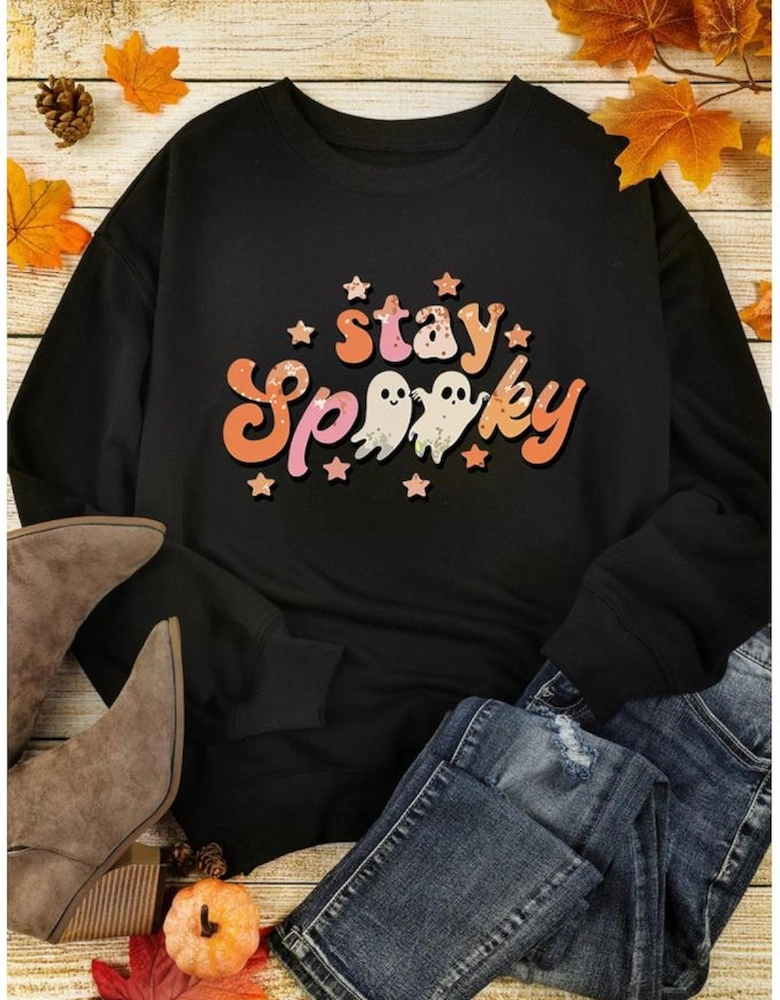 Black Halloween stay Spooky Graphic Sweatshirt