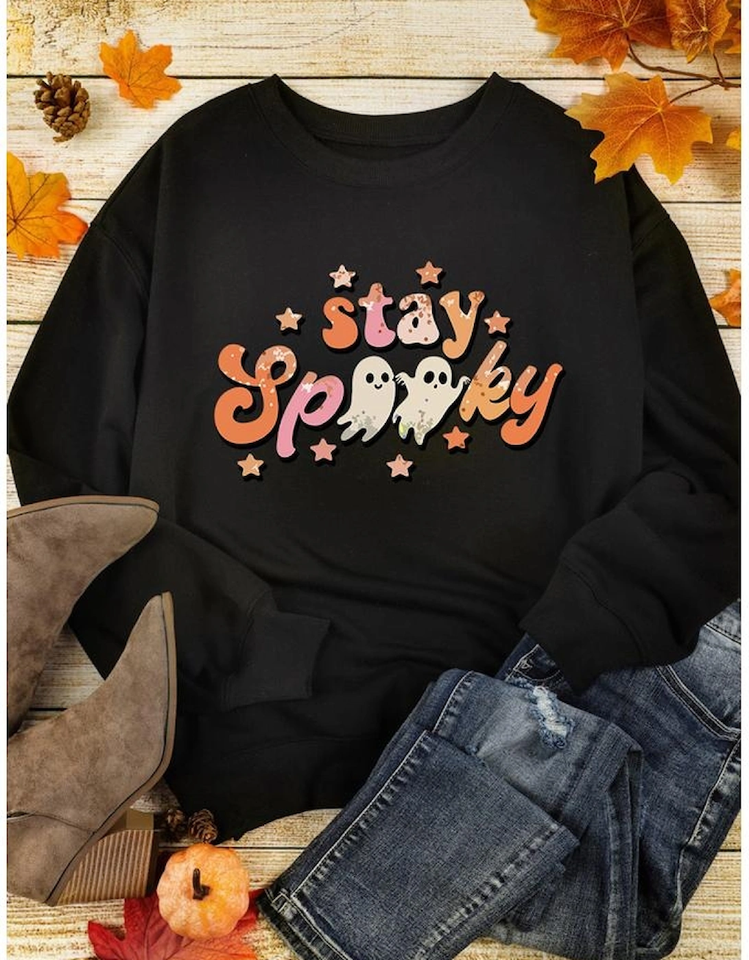 Black Halloween stay Spooky Graphic Sweatshirt